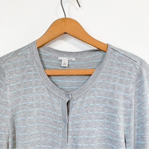 Halogen Women’s Gray & Blue Striped Button Up Cardigan Sz L - Picture 5 of 8